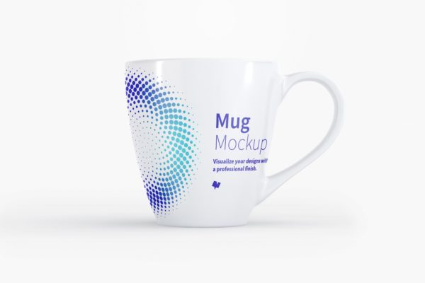 宽口陶瓷杯马克杯设计预览前视图样机v09 Mug Mockup 09