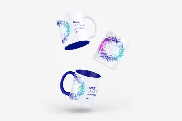马克杯陶瓷杯设计悬浮视图样机模板v14 Mug Mockup 14