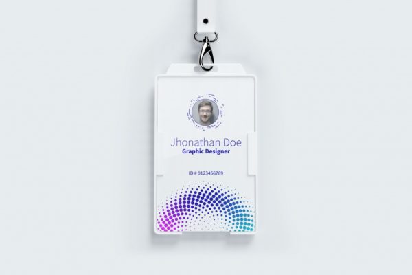 竖版设计风格企业胸卡工牌设计效果图样机v01 Vertical ID card mockup 01