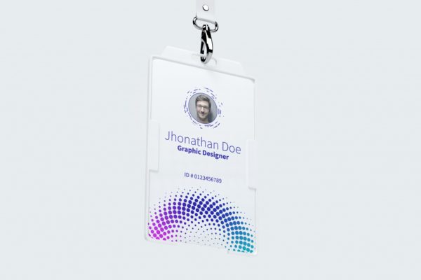 竖版设计风格企业胸卡工牌设计效果图样机v02 Vertical ID card mockup 02