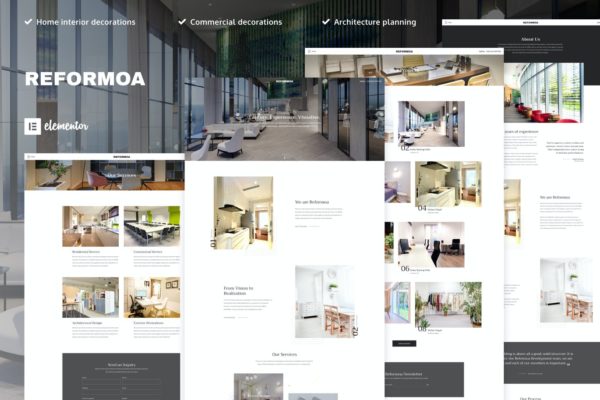 建筑&室内设计工作室WordPress网站Elementor模板 Reformoa – Architecture & Interior Design Elementor Template Kit