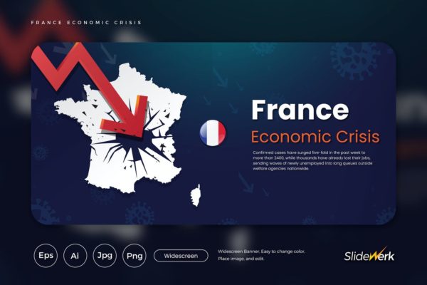 法国经济危机主题网站设计矢量插画 France Economic Crisis Vector Illustration