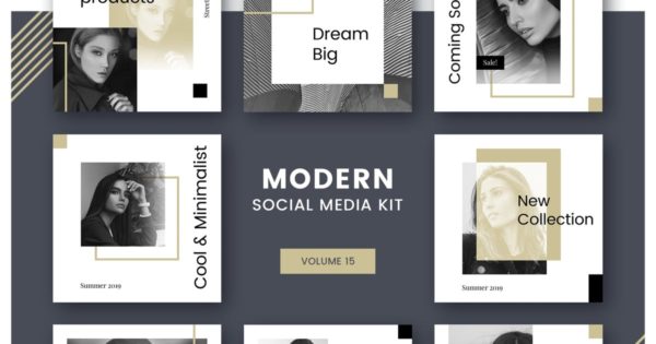 时尚现代设计风格社交媒体品牌故事推广模板v15 Modern Social Media Kit (Vol. 15)