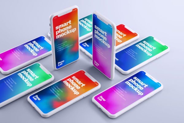 高分辨率的iPhone 11 Pro手机粘土材质多屏幕预览样机 iPhone 11 Pro Clay Mockup