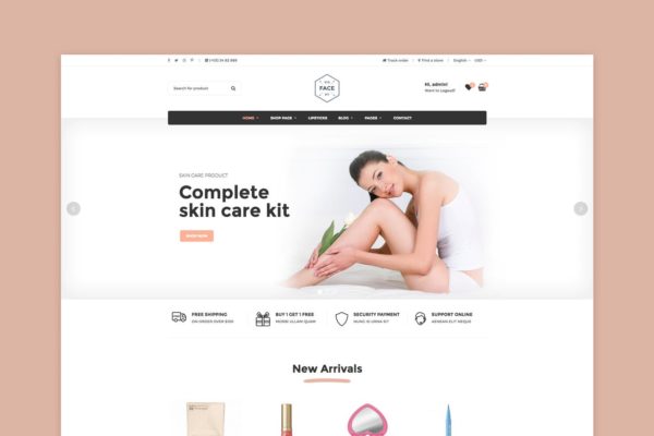 化妆品护肤品WordPress电商主题模板[兼容WooCommerce] Vicky – Cosmetic WooCommerce WordPress Theme