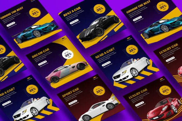 汽车品牌推广网站广告Banner设计模板 Car Banner Templates
