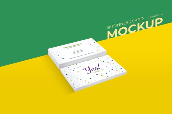 商务企业名片设计透视图样机模板 Perspective Business Card Mockup – Light File Size