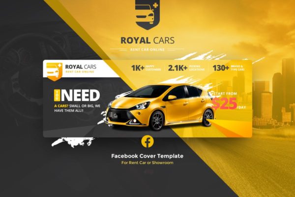 汽车租赁/出租社交媒体主页封面设计模板 Facebook Cover Template