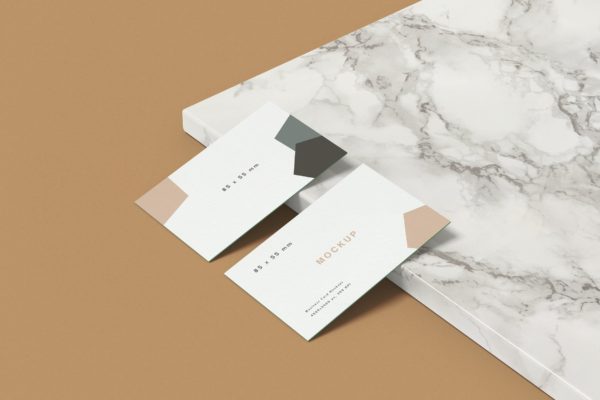 优雅风格企业名片双面设计效果图样机 85×55 mm Business Card Mockup
