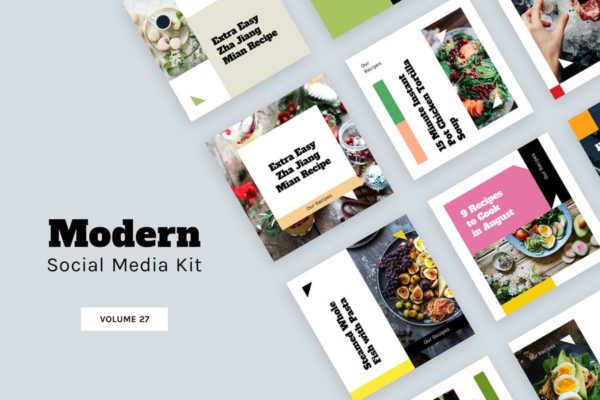 现代设计风格社交媒体美食品牌故事推广模板v27 Modern Social Media Kit (Vol. 27)