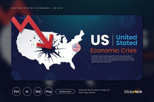 美国经济危机主题网站设计矢量插画 US United States Economic Crisis Illustration