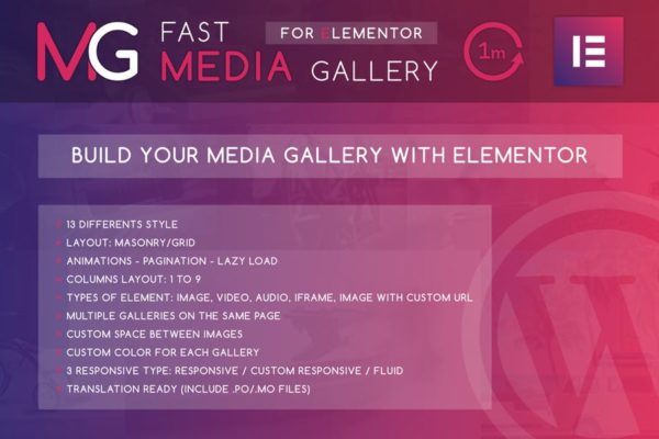 WordPress超级相册/画廊插件[兼容Elementor] Fast Media Gallery For Elementor WordPress Plugin