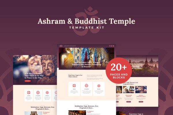 东方佛寺&道场官网WordPress主题模板[for Elementor] Vihara – Ashram & Oriental Buddhist Temple Elementor Template Kit