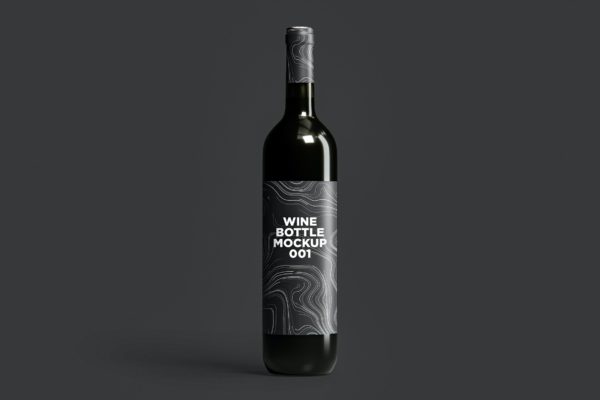 葡萄酒瓶包装/标签设计样机模板v1 Wine Bottle Mockup 001