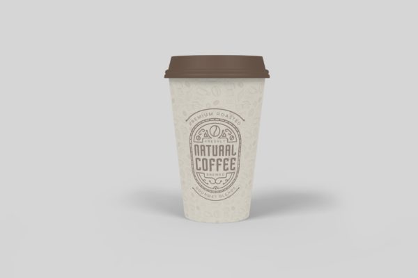 3D咖啡纸杯包装设计正视图样机模板v1 Coffee Cup Mockup V1