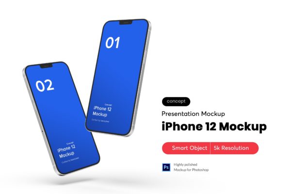 悬浮效果iPhone 12苹果概念机UI设计展示样机 Floating iPhone Mockup 3.0 (Concept)