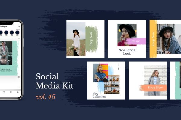 女装品牌社交广告设计模板v45 Social Media Kit (Vol.45)