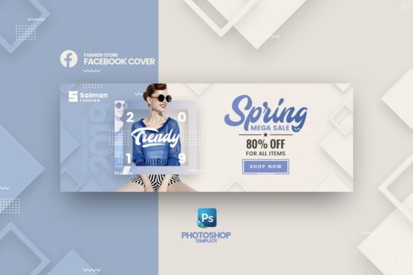 Salman-时尚女装春季大促推广Facebook封面设计模板 Salman – Fashion Store Facebook Cover Template