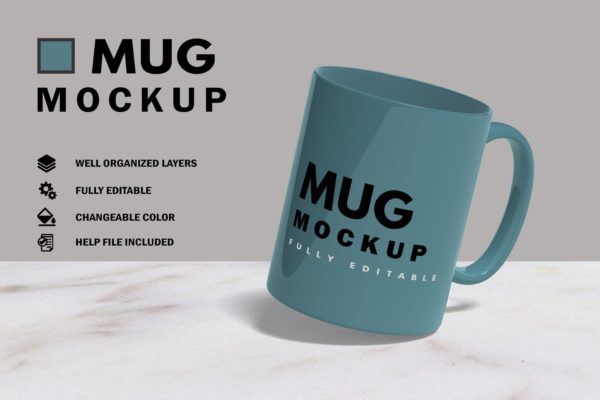 陶瓷马克杯图案设计图样机v1 Mug Mockup V.1