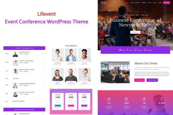演出中心/活动场所官网WordPress主题模板 Lifevent – Conference Event WordPress Theme