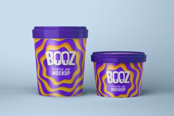 不同规格的冰淇淋杯外观设计效果图样机 Realistic Ice Cream Cups Mockup
