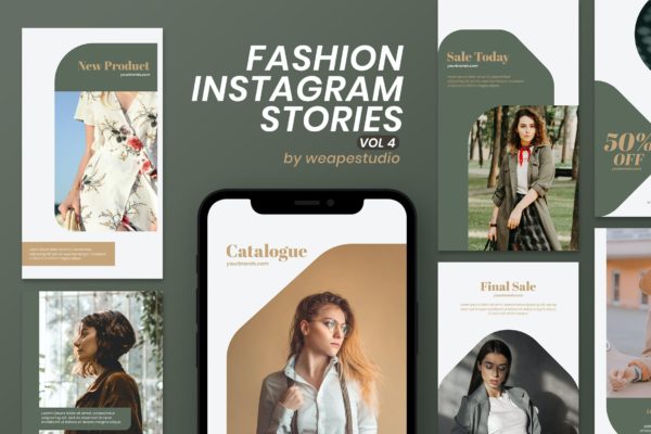 时装店社交促销活动广告设计模板v4 Fashion Instagram Stories Vol 4