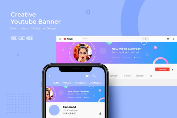 油管频道Banner广告图设计模板v3.4 ADL Youtube Banner v3.4