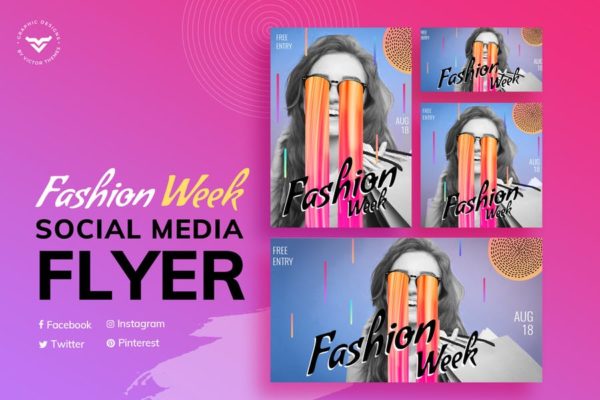 时装周促销活动社交媒体广告贴图设计模板 Fashion Social Media Templates