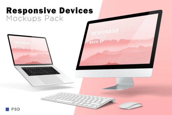 响应式电脑一体机＆笔记本模板工具包 Responsive Devices Mockups Pack