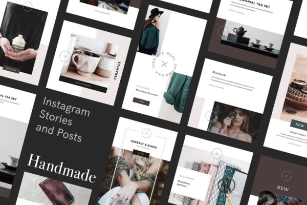 手工制作品牌故事社交媒体广告素材 Handmade Social Media Pack
