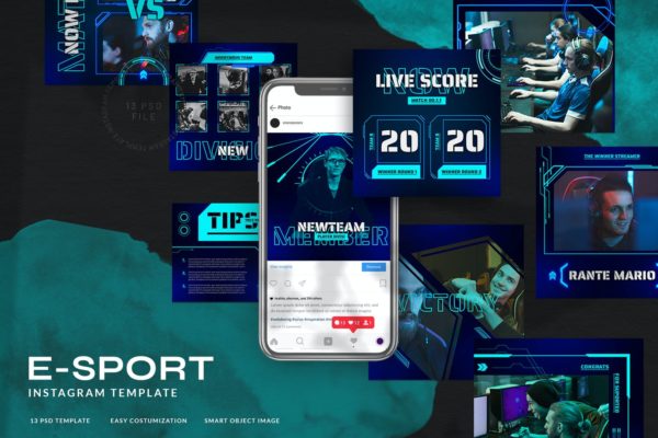 电子体育竞技&游戏主题Instagram社交推广素材v06 eSport & Gaming Instagram Template V.06