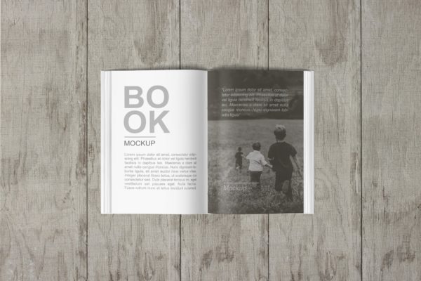 开页效果图书书籍内页展示设计顶视图样机模板 Open Book Mockup Top View
