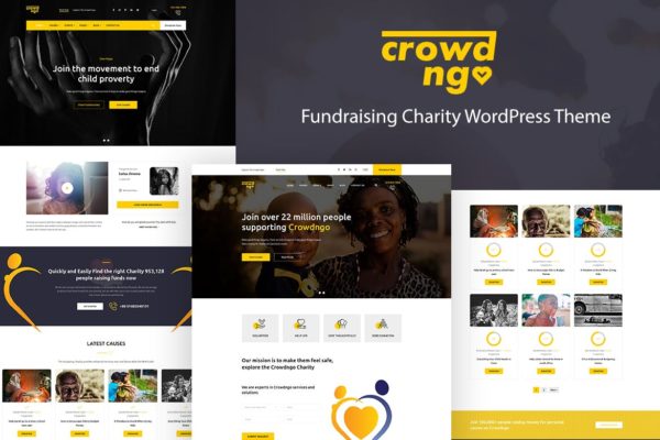 筹款慈善组织WordPress主题模板 Crowdngo – Fundraising Charity WordPress Theme