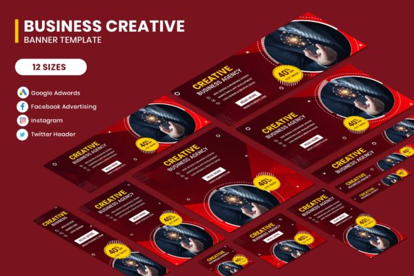 创意品牌代理推广多平台Banner模板 Business Creative Adwords Banner Template
