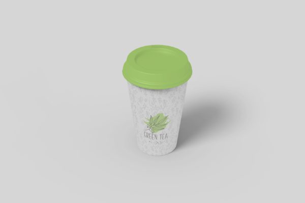 绿茶纸杯包装设计正视图样机模板v1 Tea Cup Mockup V1