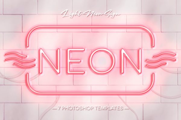 女性时尚风格霓虹灯Logo墙效果图样机 Light Neon Wall Sign