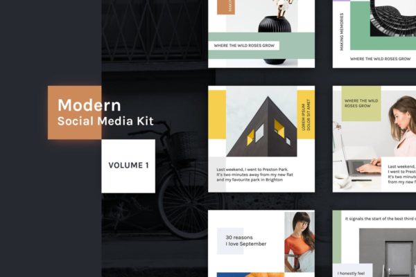 时尚现代设计风格社交媒体品牌故事推广模板v1 Modern Social Media Kit (Vol. 1)