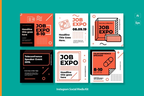 工作博览会社交媒体推广设计素材 Social Media Promotion