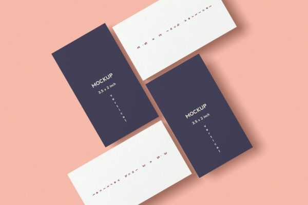 竖版设计风格企业名片效果图样机 Vertical Business Card Mockup