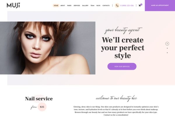 美容院&水疗沙龙官网建设WordPress主题模板 Muji | Beauty Shop & Spa Salon WordPress Theme