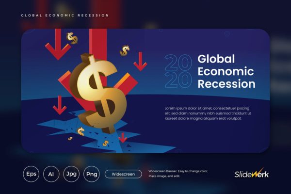 全球经济衰退主题网站设计矢量插画 Global Economic Recession Vector Illustration
