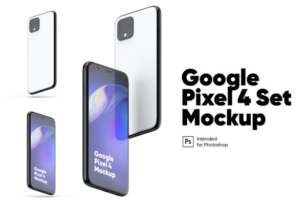 Google Pixel 4谷歌手机屏幕展示样机 Google Pixel 4 Set Mockups