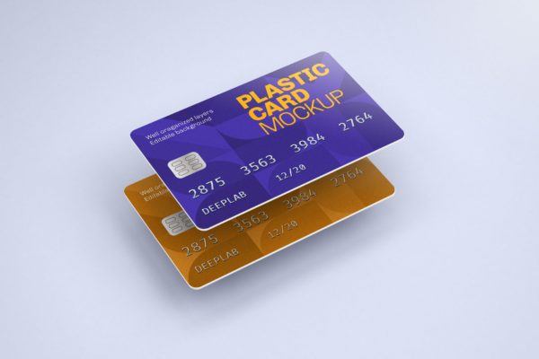 悬浮状态信用卡/银行卡外观设计样机模板 Plastic Card Mockup | Credit Card