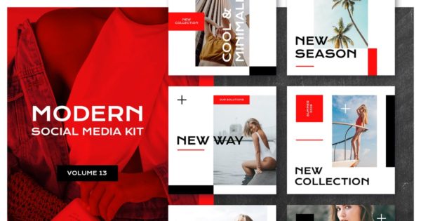 现代设计风格时尚生活方式社交媒体品牌故事模板v14 Modern Social Media Kit (Vol. 14)