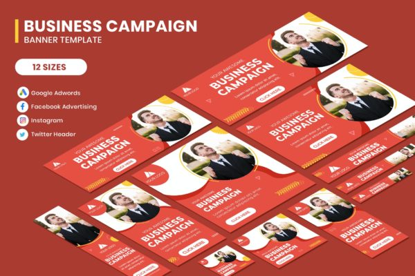商业活动主题推广谷歌百度广告联盟网站Banner广告设计模板 Business Campaign Google Adwords Banner Template
