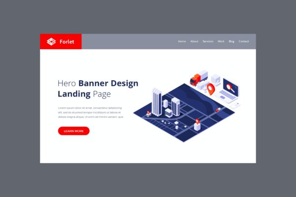 物流配送主题网站Banner图设计PSD模板 Forlet – Hero Banner Template