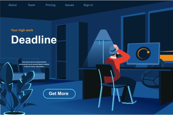 工作期限主题网站页面设计等距概念扁平插画 Work Deadline Isometric Web Page Flat Concept
