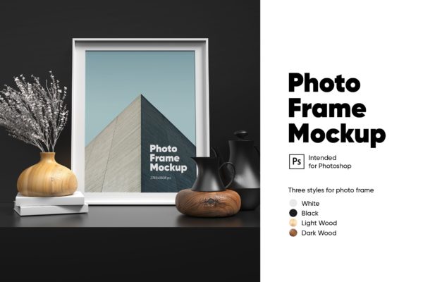 海报/照片/艺术品展示木制相框样机模板 Photo Frame Mockup