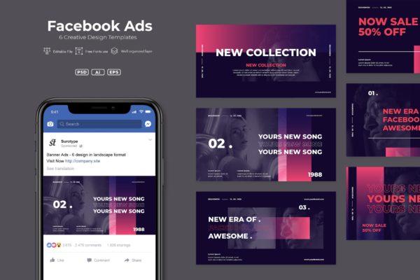 社交媒体主页封面广告设计模板v4 SRTP – Facebook Ads. v4