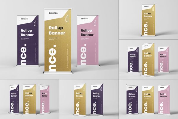 促销活动卷起横幅X展架广告牌样机 Roll Up Banner Mock-up
